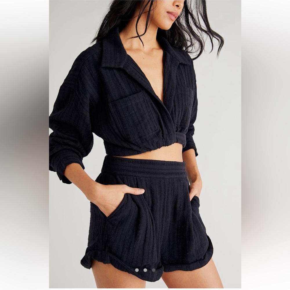 Free People Black Crop Top & Short Set